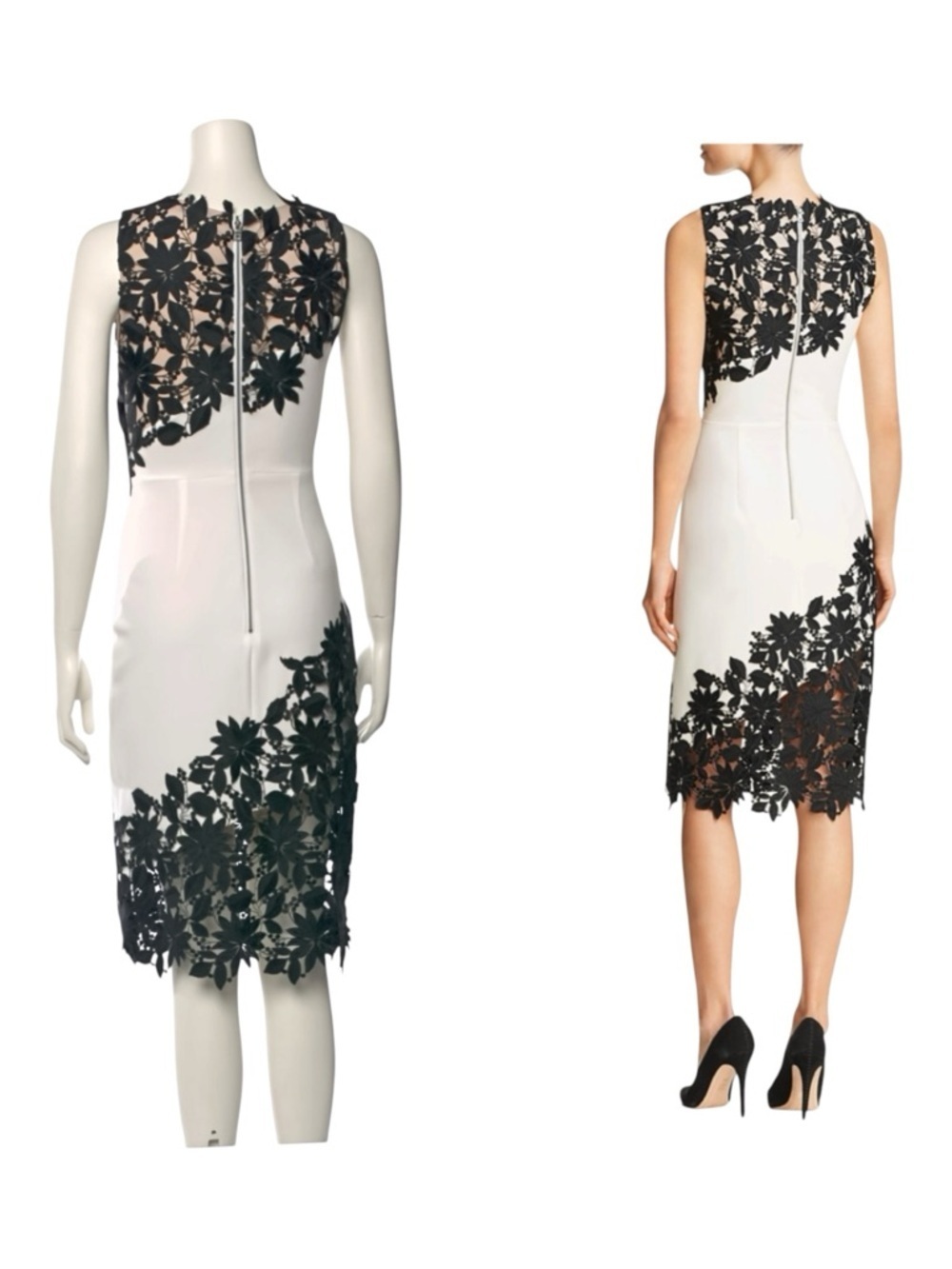 Alice + Olivia Margy Sheath Dress XS White Black Floral Lace As Seen On TV - Picture 3 of 16